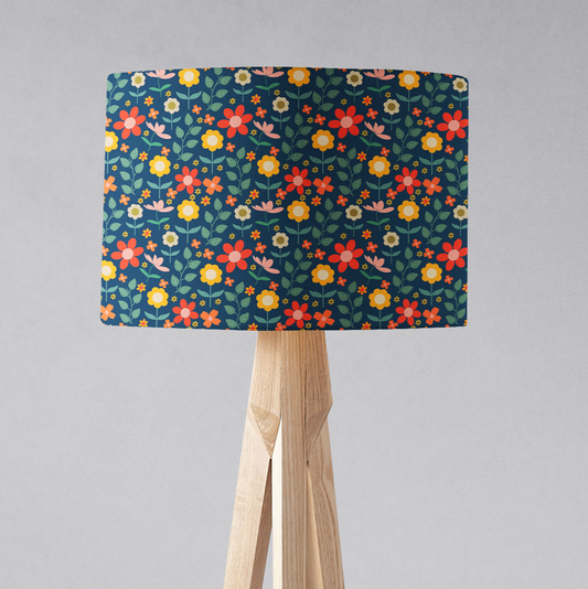 Navy Blue Floral Lampshade, Ceiling or Table Lamp Shade