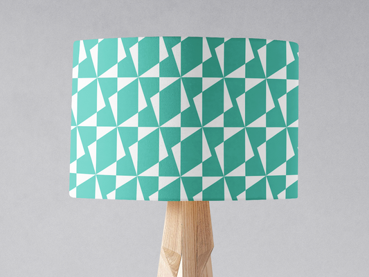 Turquoise Retro Geometric Lampshade