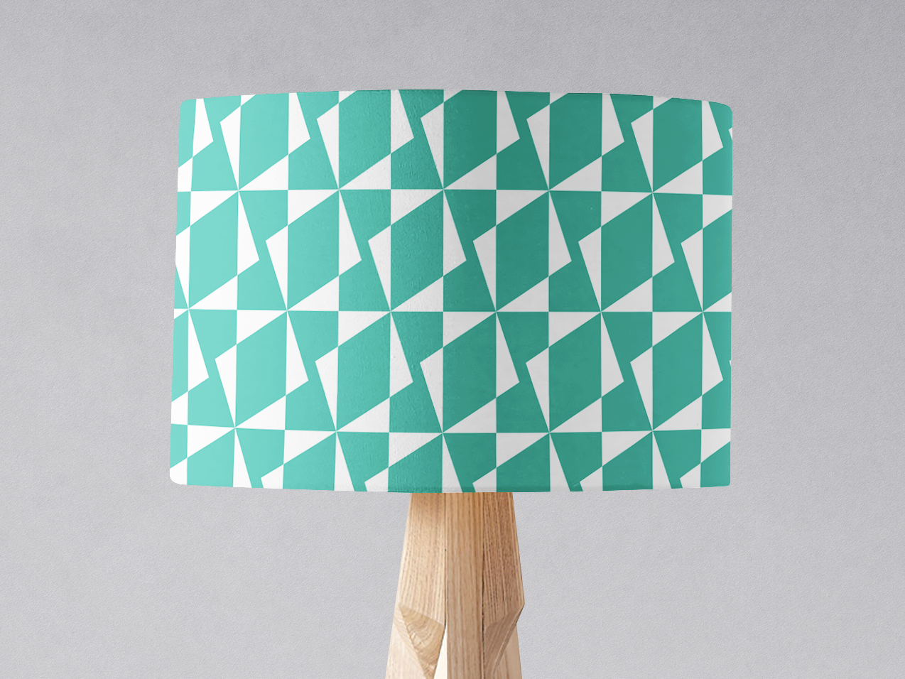 Turquoise and White Retro Geometric Lampshade