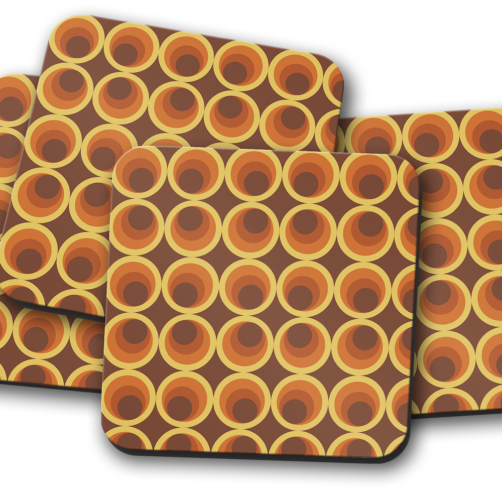Brown Retro Geometric Placemats, Set of 4 or Set of 6
