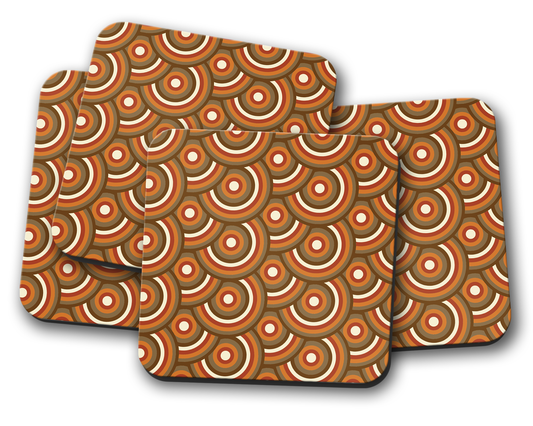 Brown Retro Circles Coasters Set of 4