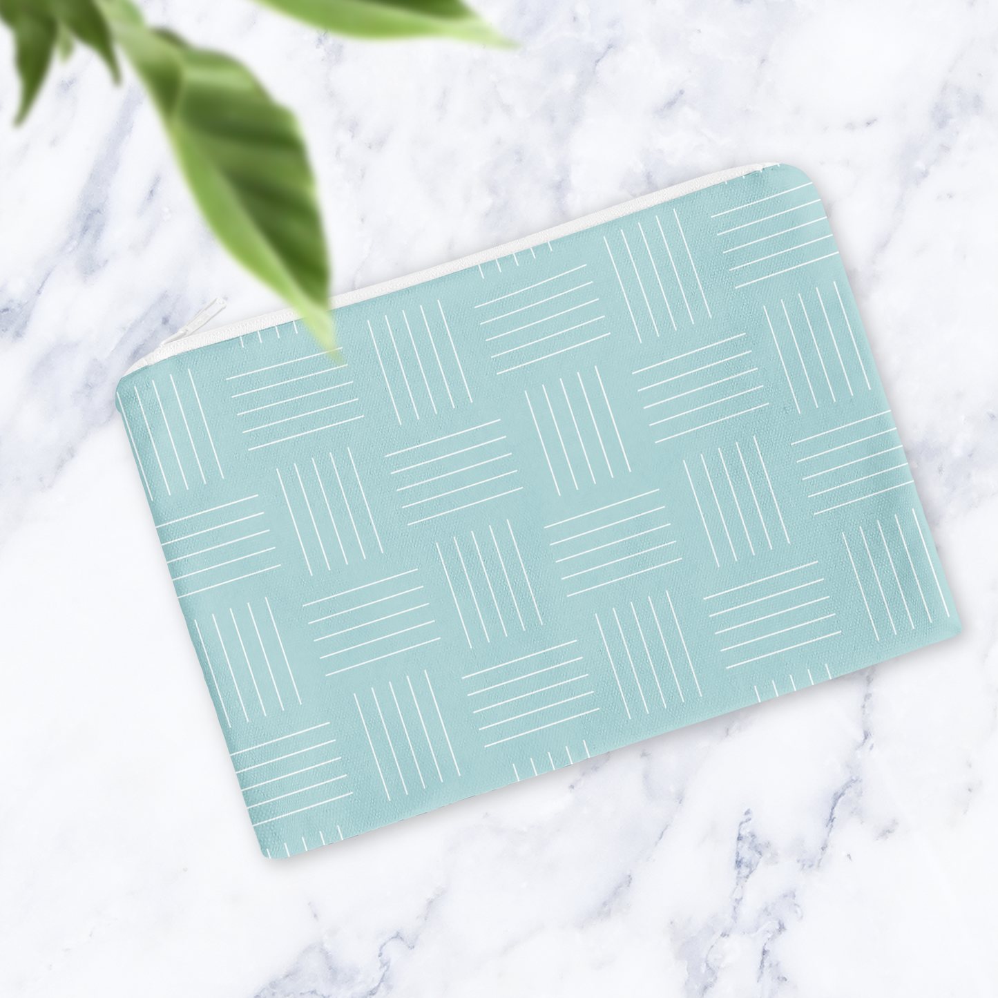 Handmade Light Blue Lines Cosmetic Bag – Handmade Zip Pouch, 24 x 19 cm Make Up Bag