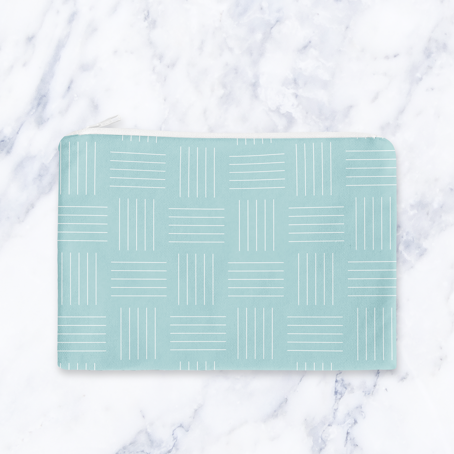 Handmade Light Blue Lines Cosmetic Bag – Handmade Zip Pouch, 24 x 19 cm Make Up Bag