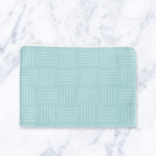 Handmade Light Blue Lines Cosmetic Bag – Handmade Zip Pouch, 24 x 19 cm Make Up Bag