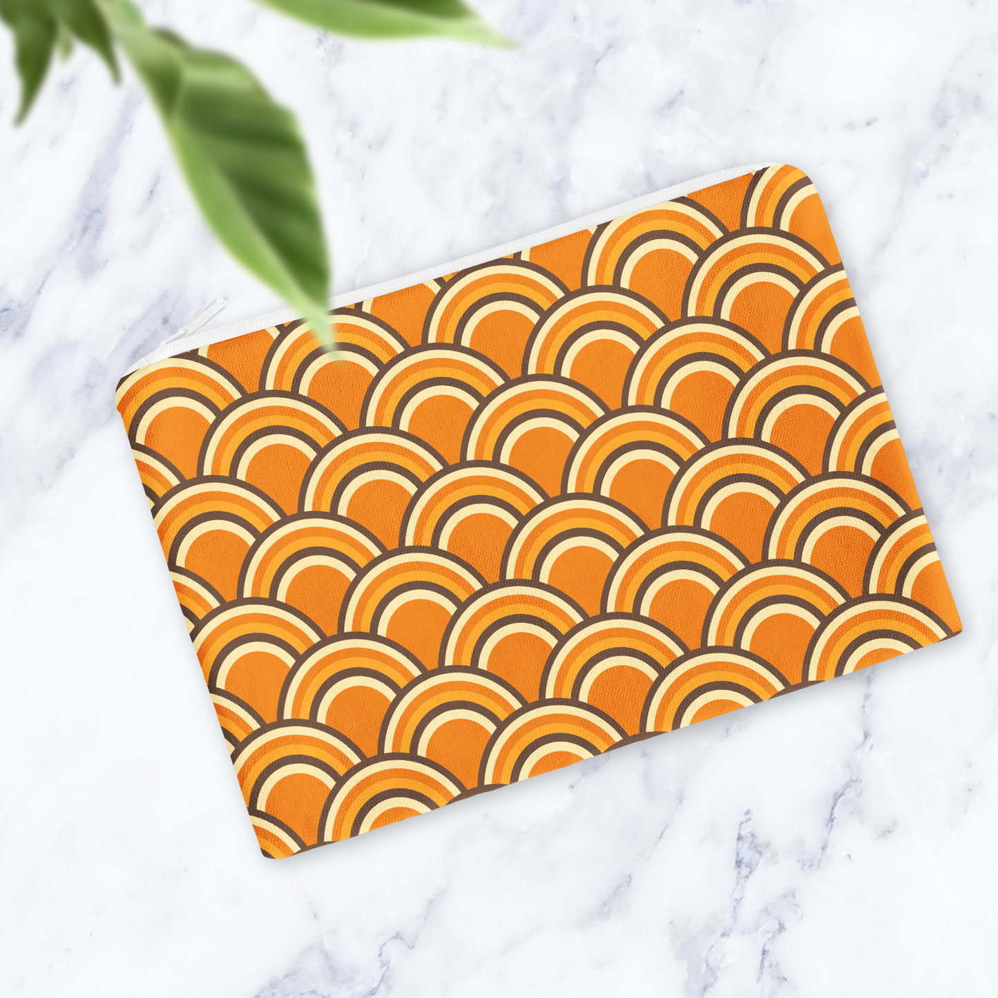 Handmade Orange Retro Rainbow Cosmetic Bag – Zip Pouch Makeup Bag by Shadowbright