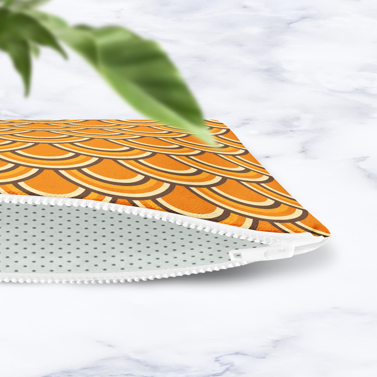 Handmade Orange Retro Rainbow Cosmetic Bag – Zip Pouch Makeup Bag by Shadowbright