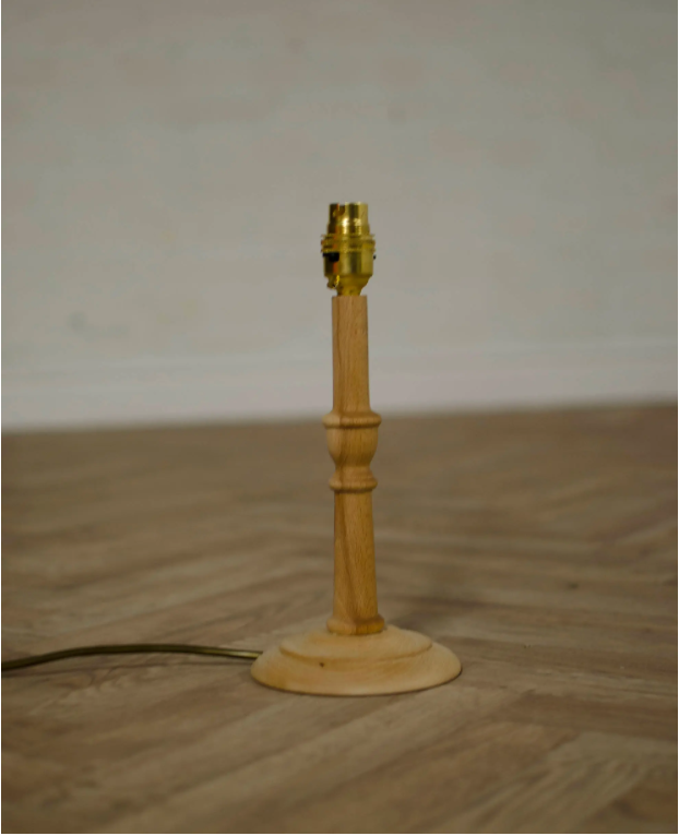 Sustainable Mango Wood Lamp Base – Hand-Turned, Waxed or Painted Sage Green/Grey