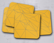 Load image into Gallery viewer, Yellow and Grey Lines Contemporary Coasters, Table Decor Drinks Mat
