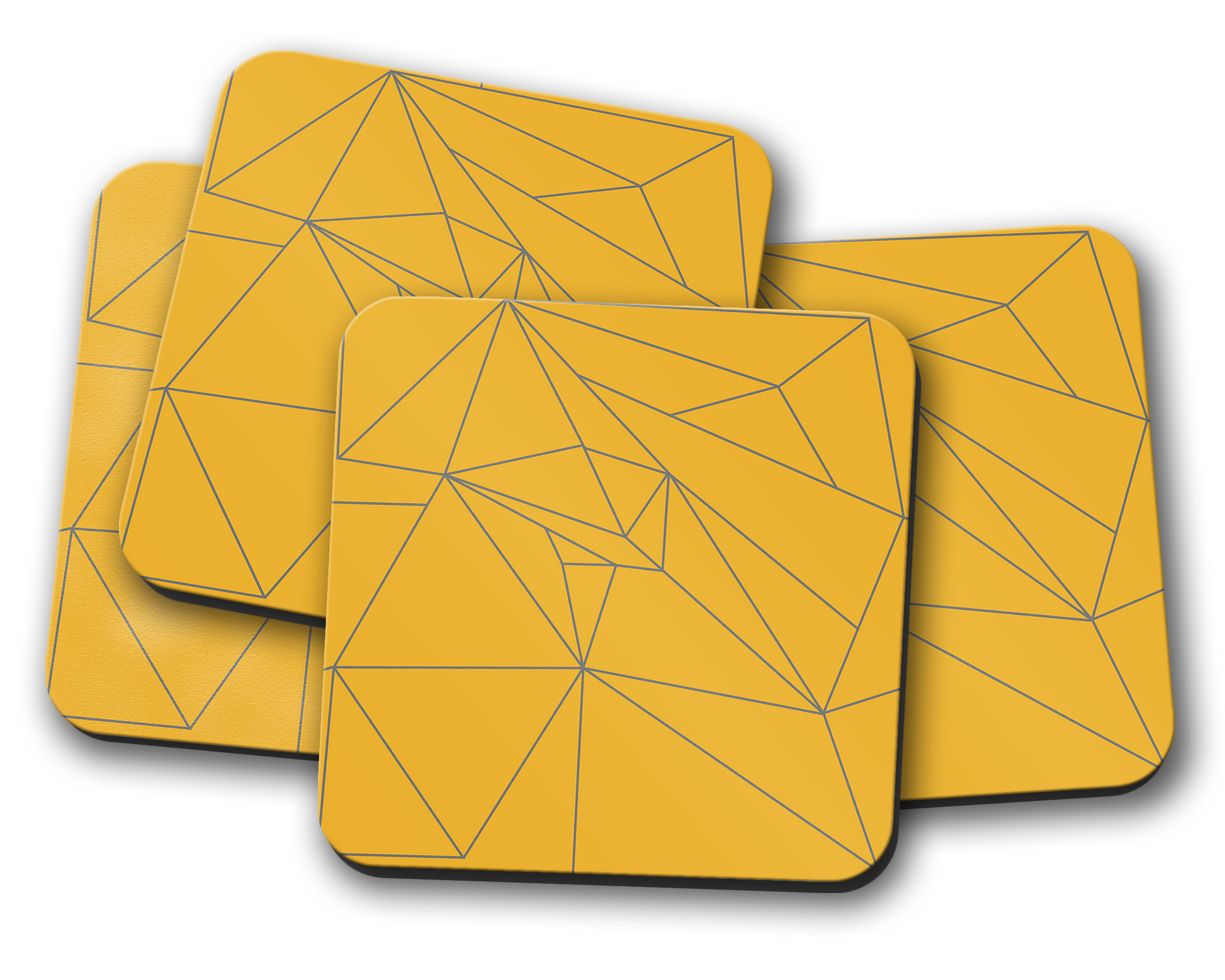 Yellow and Grey Lines Contemporary Coasters