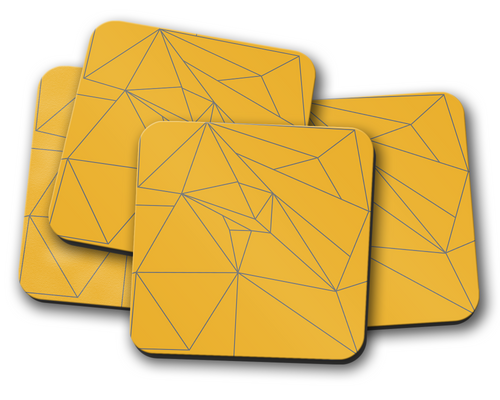 Yellow and Grey Lines Contemporary Coasters