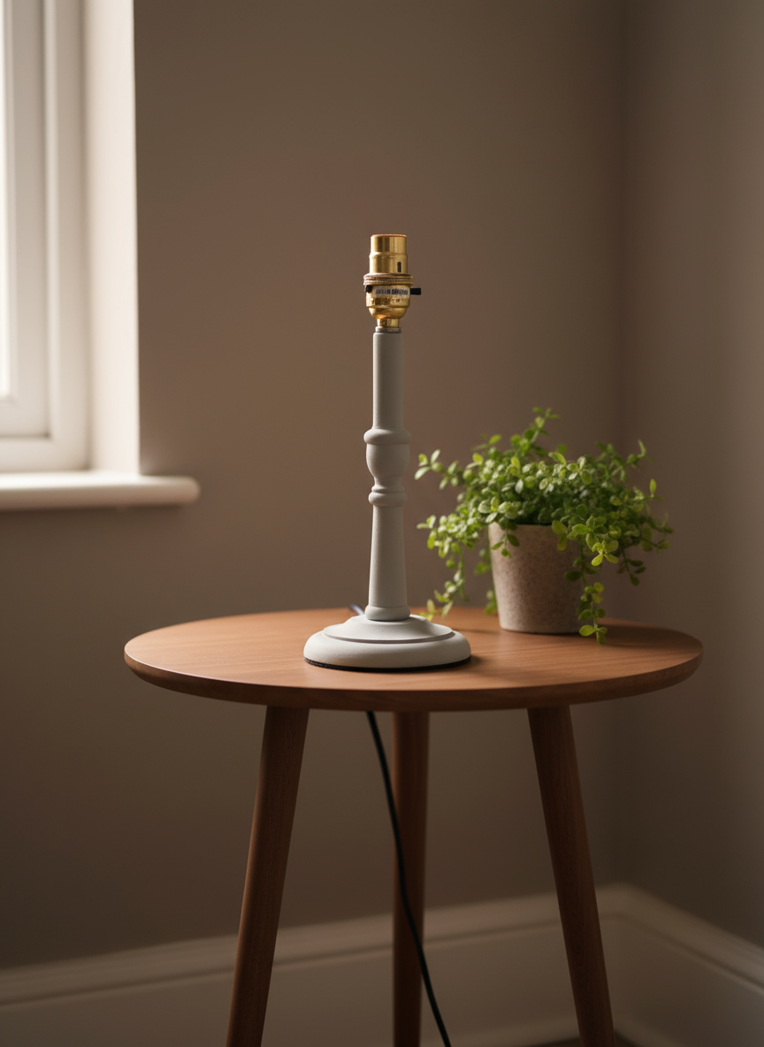 Sustainable Mango Wood Lamp Base – Hand-Turned, Waxed or Painted Sage Green/Grey