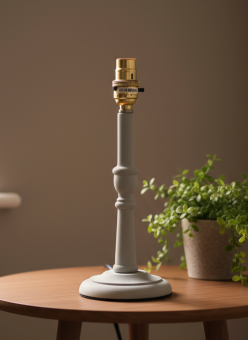 Sustainable Mango Wood Lamp Base – Hand-Turned, Waxed or Painted Sage Green/Grey