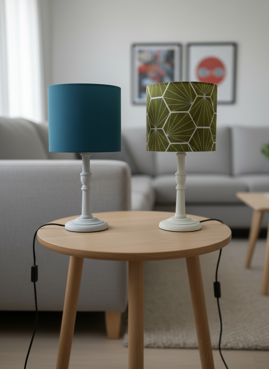 Sustainable Mango Wood Lamp Base – Hand-Turned, Waxed or Painted Sage Green/Grey