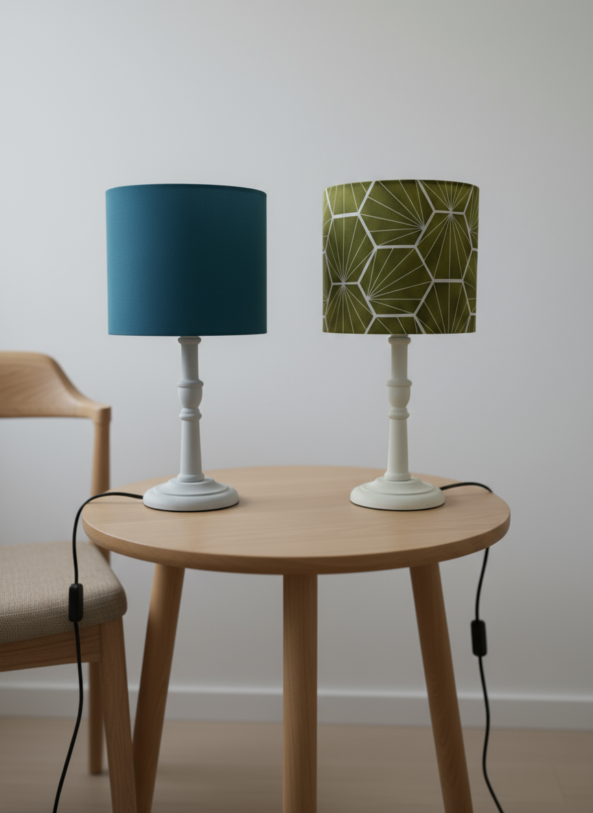 Sustainable Mango Wood Lamp Base – Hand-Turned, Waxed or Painted Sage Green/Grey