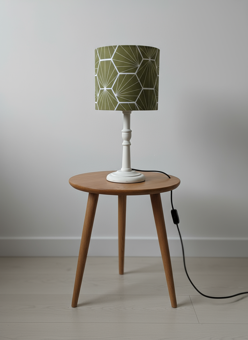 Sustainable Mango Wood Lamp Base – Hand-Turned, Waxed or Painted Sage Green/Grey