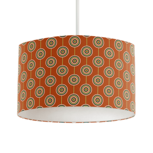 Orange Drum Lampshade, Retro Circles Design Shade for Table, Floor or Ceiling Pendant Light - Shadow bright