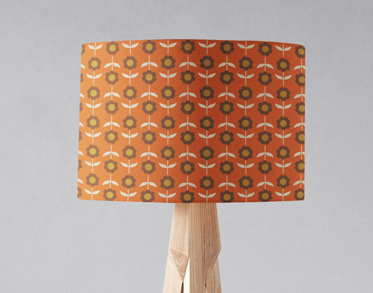 Orange Retro Floral Lampshade, Ceiling or Table Lamp Shade - Shadow bright