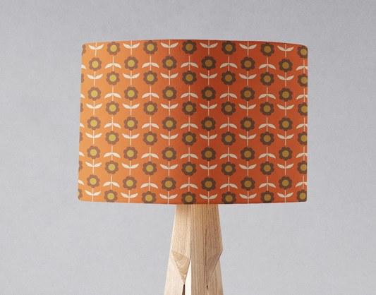 Orange Retro Floral Lampshade