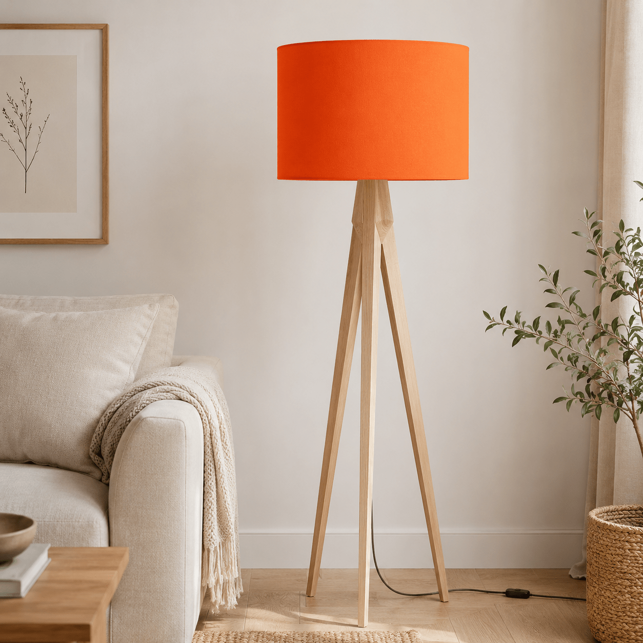 Plain Bright Orange Lampshade, Ceiling or Table Lamp Shade - Shadow bright