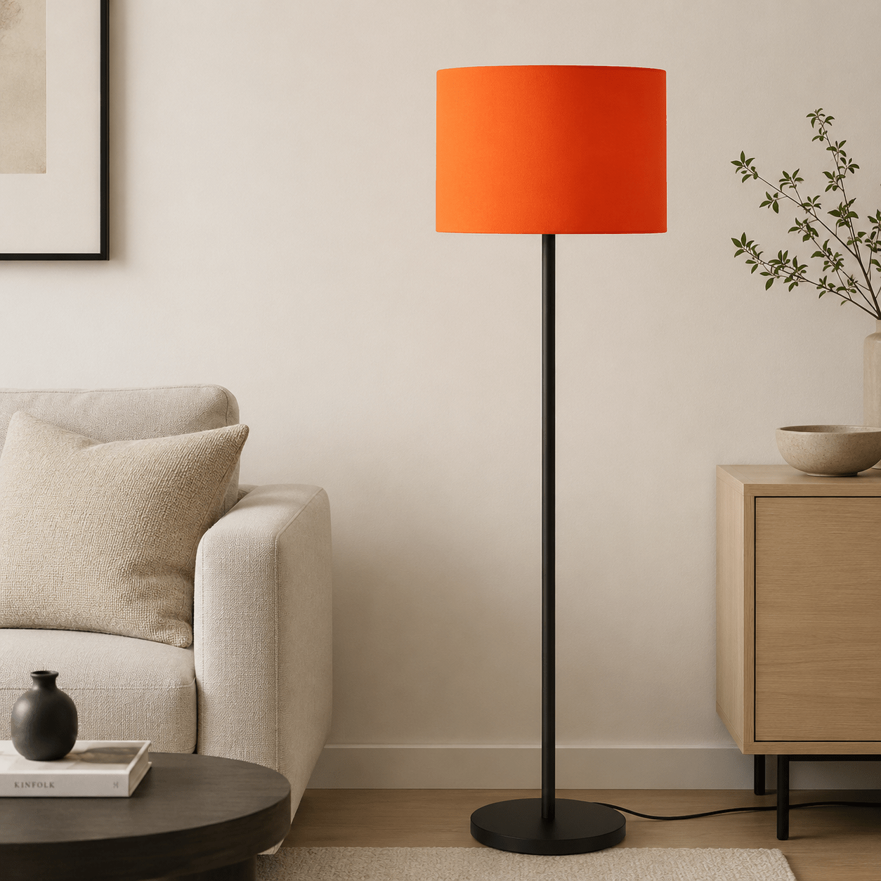 Plain Bright Orange Lampshade, Ceiling or Table Lamp Shade - Shadow bright