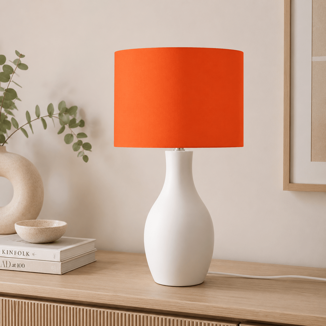 Plain Bright Orange Lampshade, Ceiling or Table Lamp Shade - Shadow bright