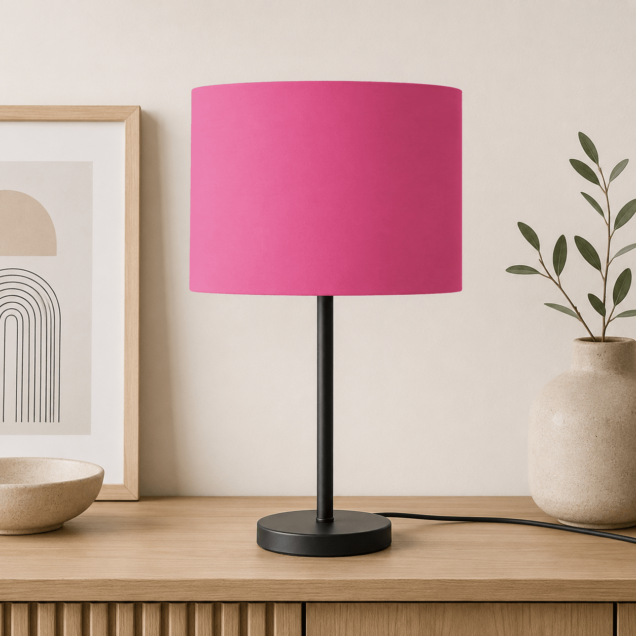 Plain Cerise Pink Lampshade, Ceiling or Table Lamp Shade - Shadow bright