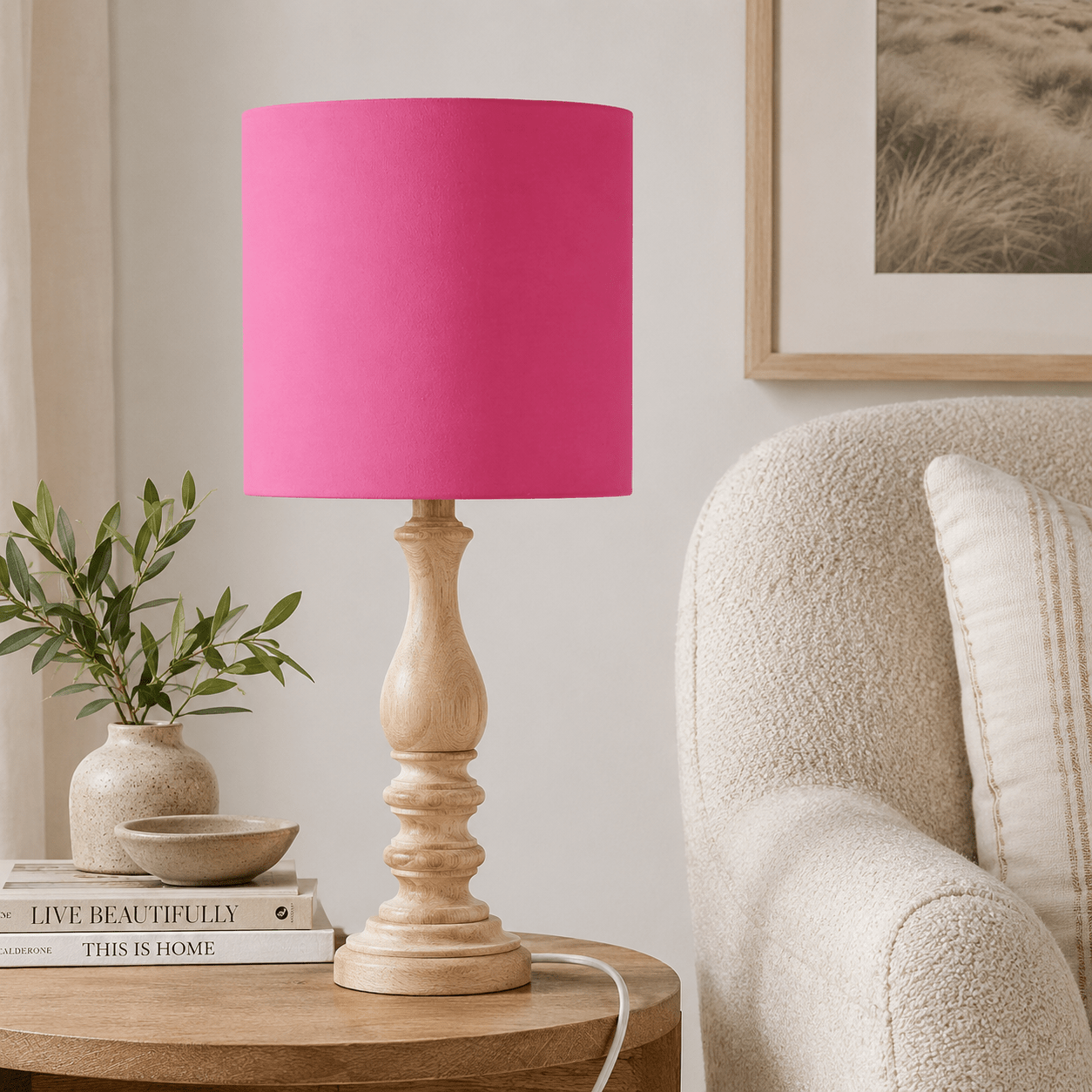Plain Cerise Pink Lampshade, Ceiling or Table Lamp Shade - Shadow bright