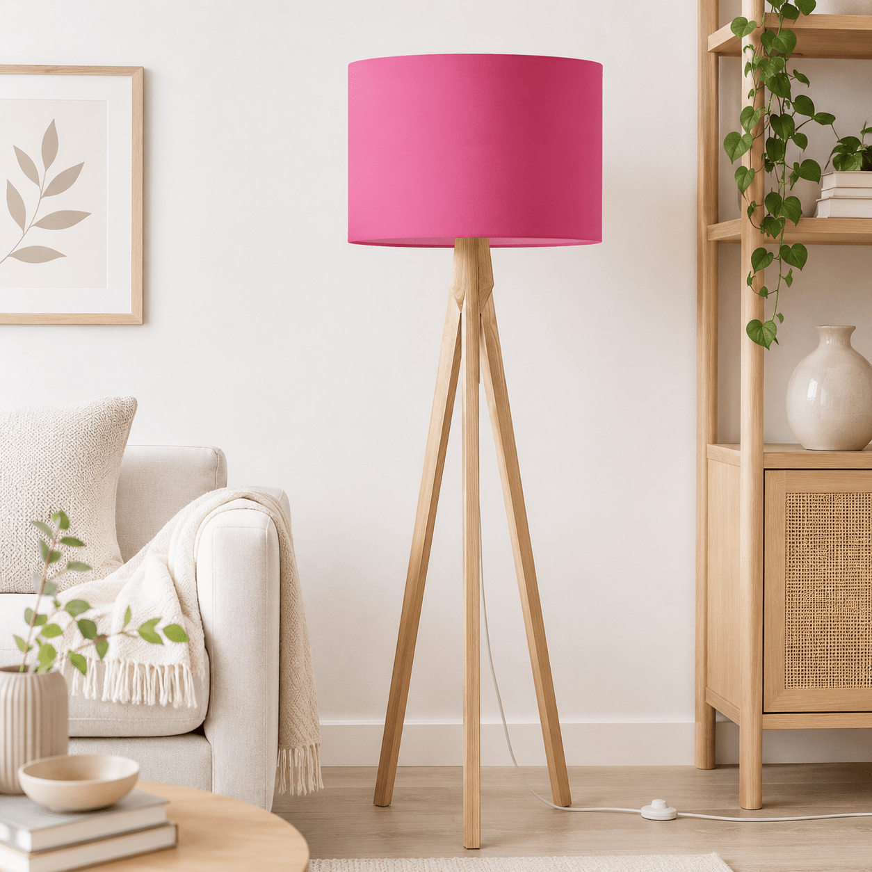 Plain Cerise Pink Lampshade, Ceiling or Table Lamp Shade - Shadow bright