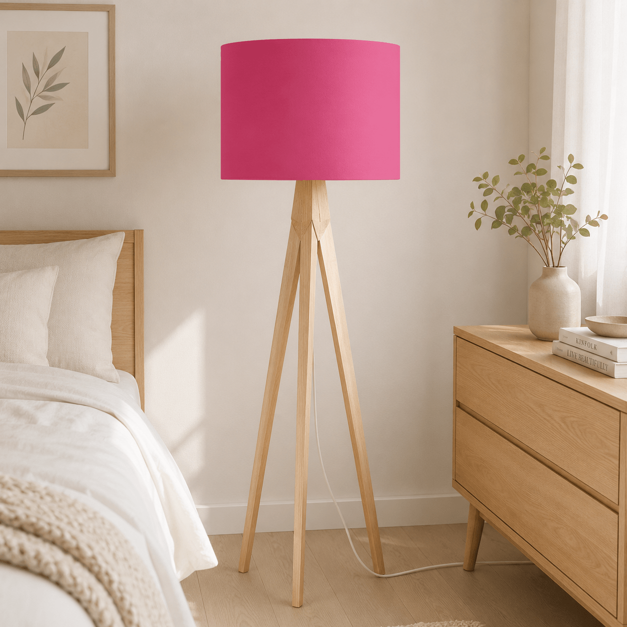 Plain Cerise Pink Lampshade, Ceiling or Table Lamp Shade - Shadow bright