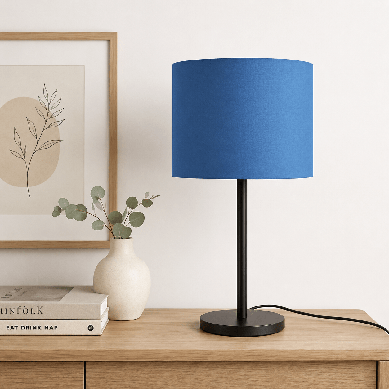Plain Cobalt Blue Lampshade, Ceiling or Table Lamp Shade - Shadow bright