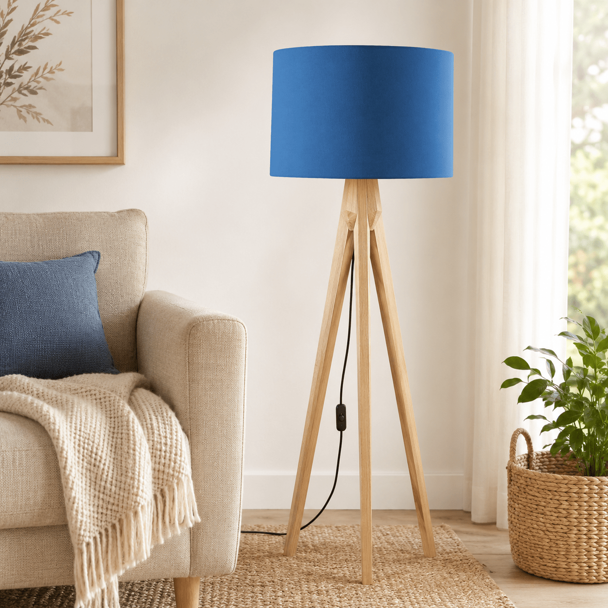 Plain Cobalt Blue Lampshade, Ceiling or Table Lamp Shade - Shadow bright