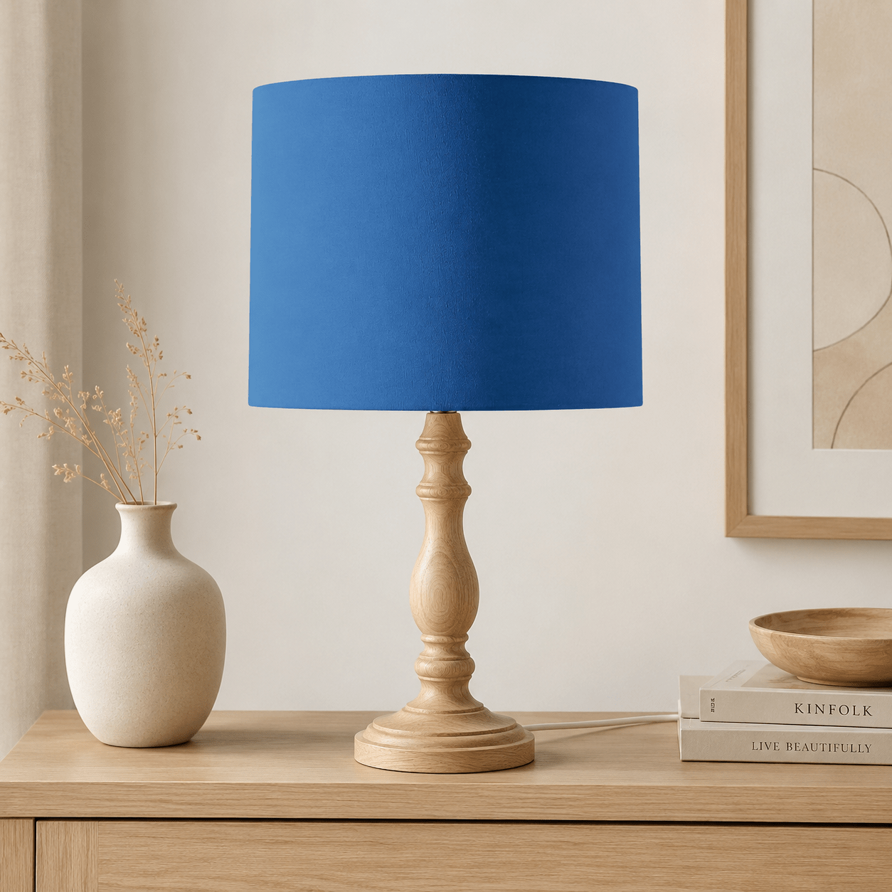 Plain Cobalt Blue Lampshade, Ceiling or Table Lamp Shade - Shadow bright