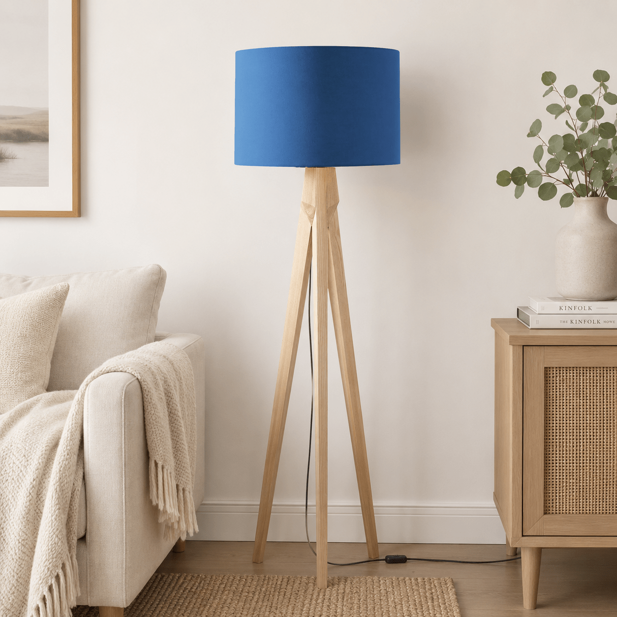 Plain Cobalt Blue Lampshade, Ceiling or Table Lamp Shade - Shadow bright