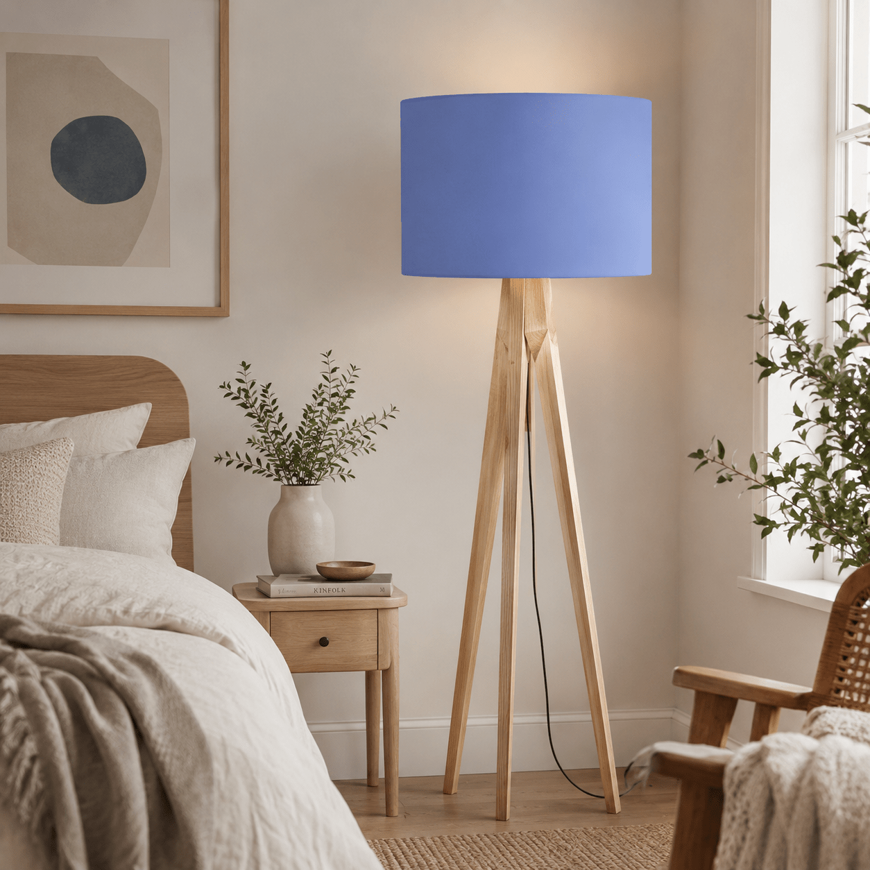 Plain Cornflower Blue Lampshade, Ceiling or Table Lamp Shade - Shadow bright