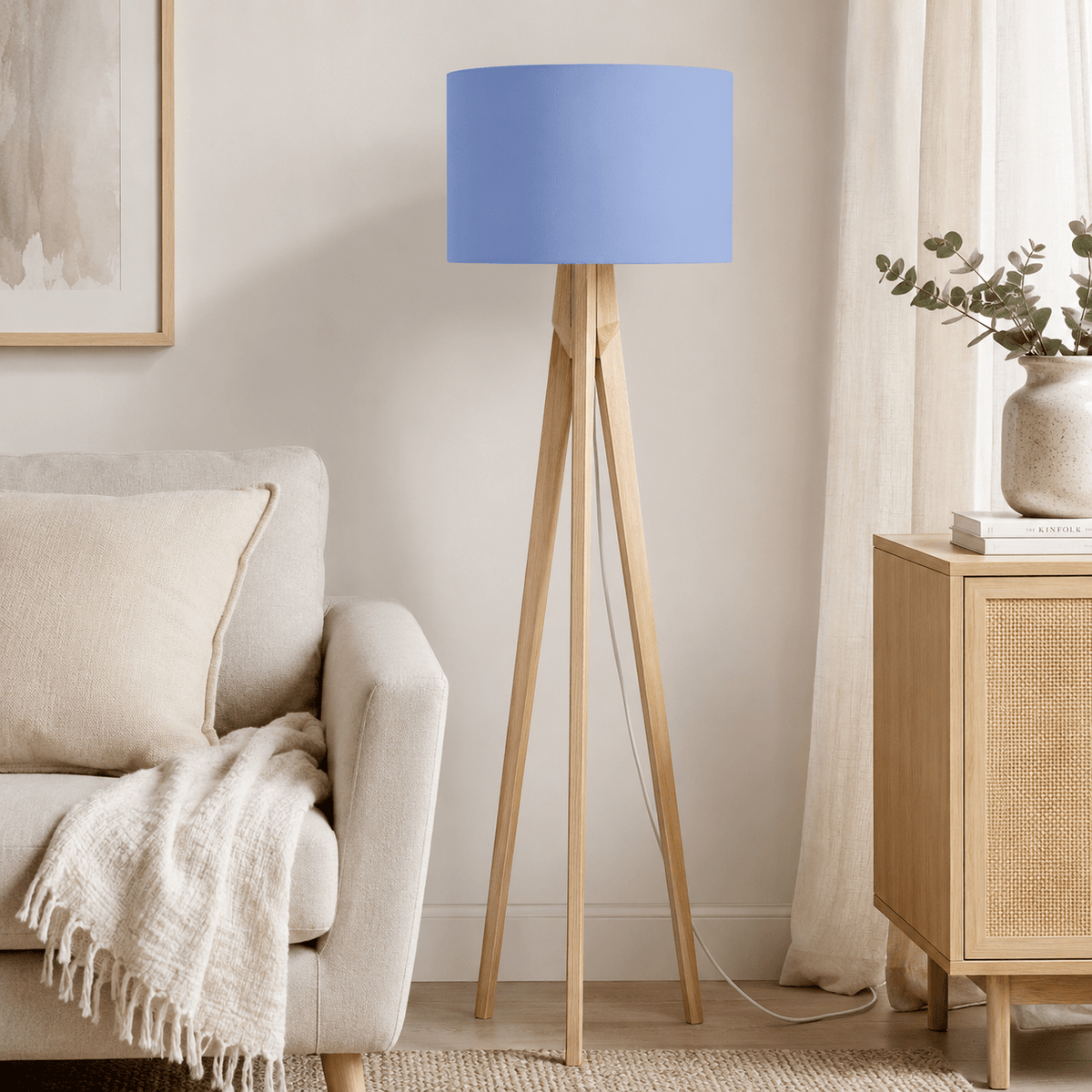 Plain Cornflower Blue Lampshade, Ceiling or Table Lamp Shade - Shadow bright