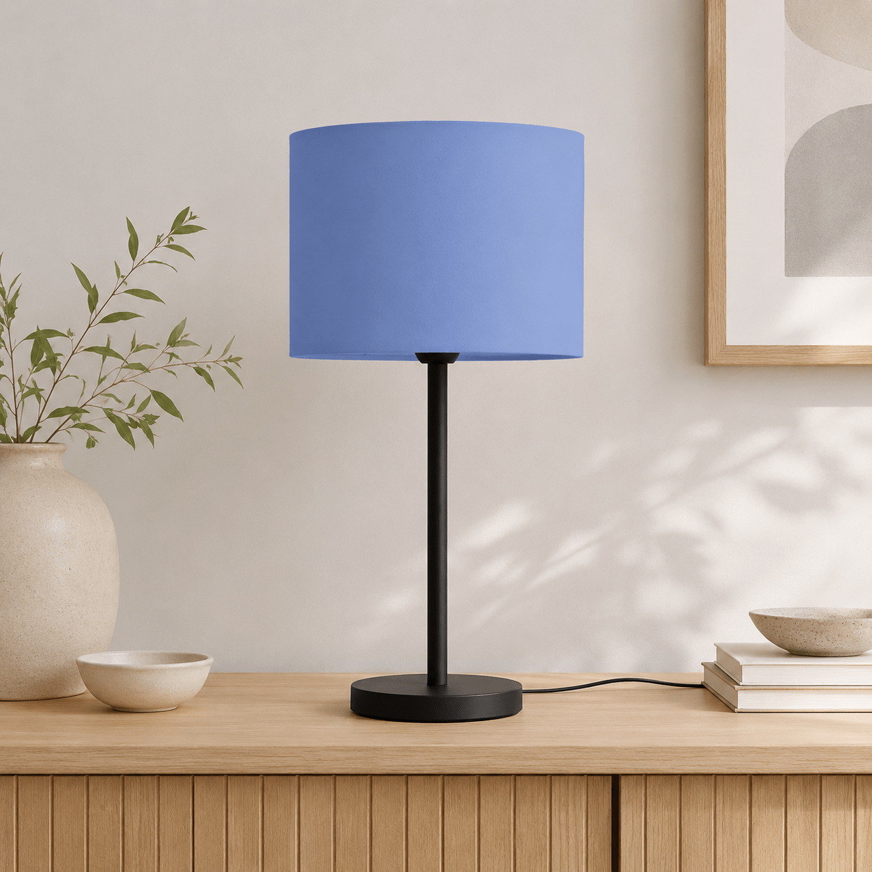 Plain Cornflower Blue Lampshade, Ceiling or Table Lamp Shade - Shadow bright