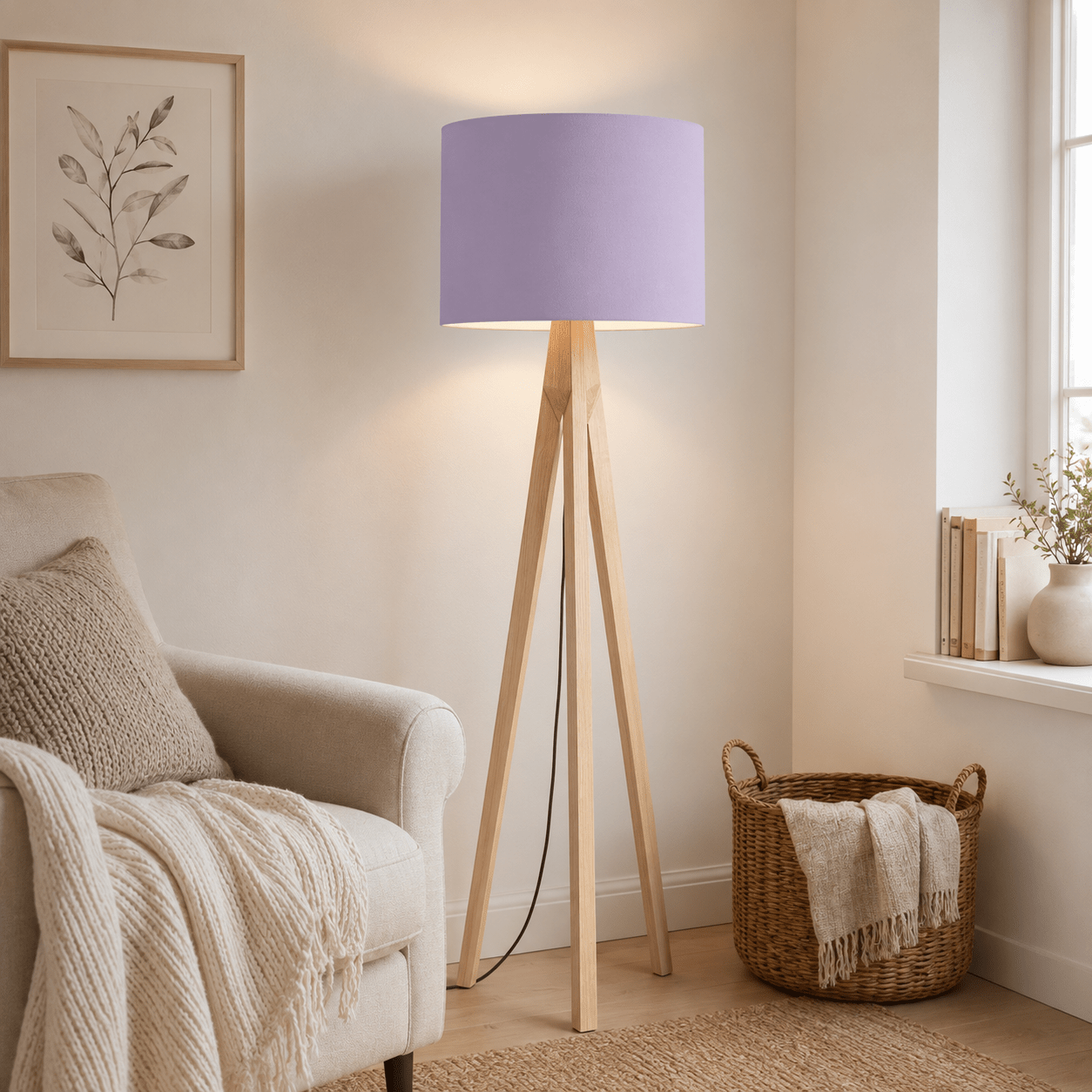 Plain Lavender Lampshade, Lilac Ceiling or Table Lamp Shade - Shadow bright