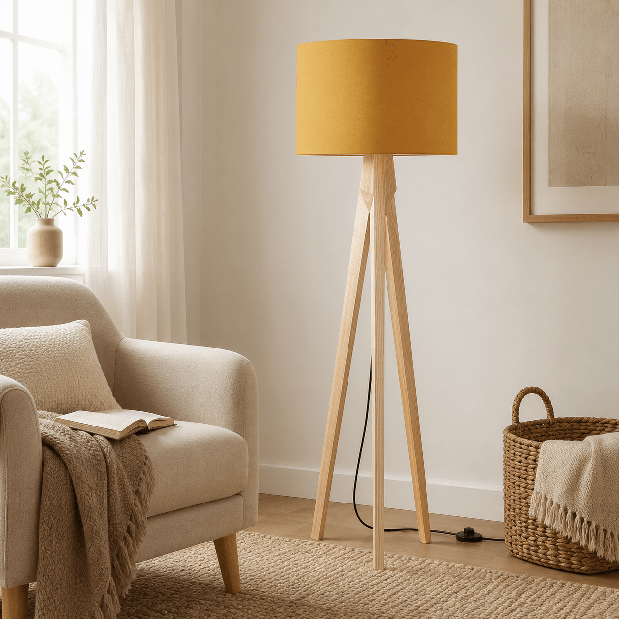 Plain Mustard Lampshade, Yellow Ceiling or Table Lamp Shade - Shadow bright