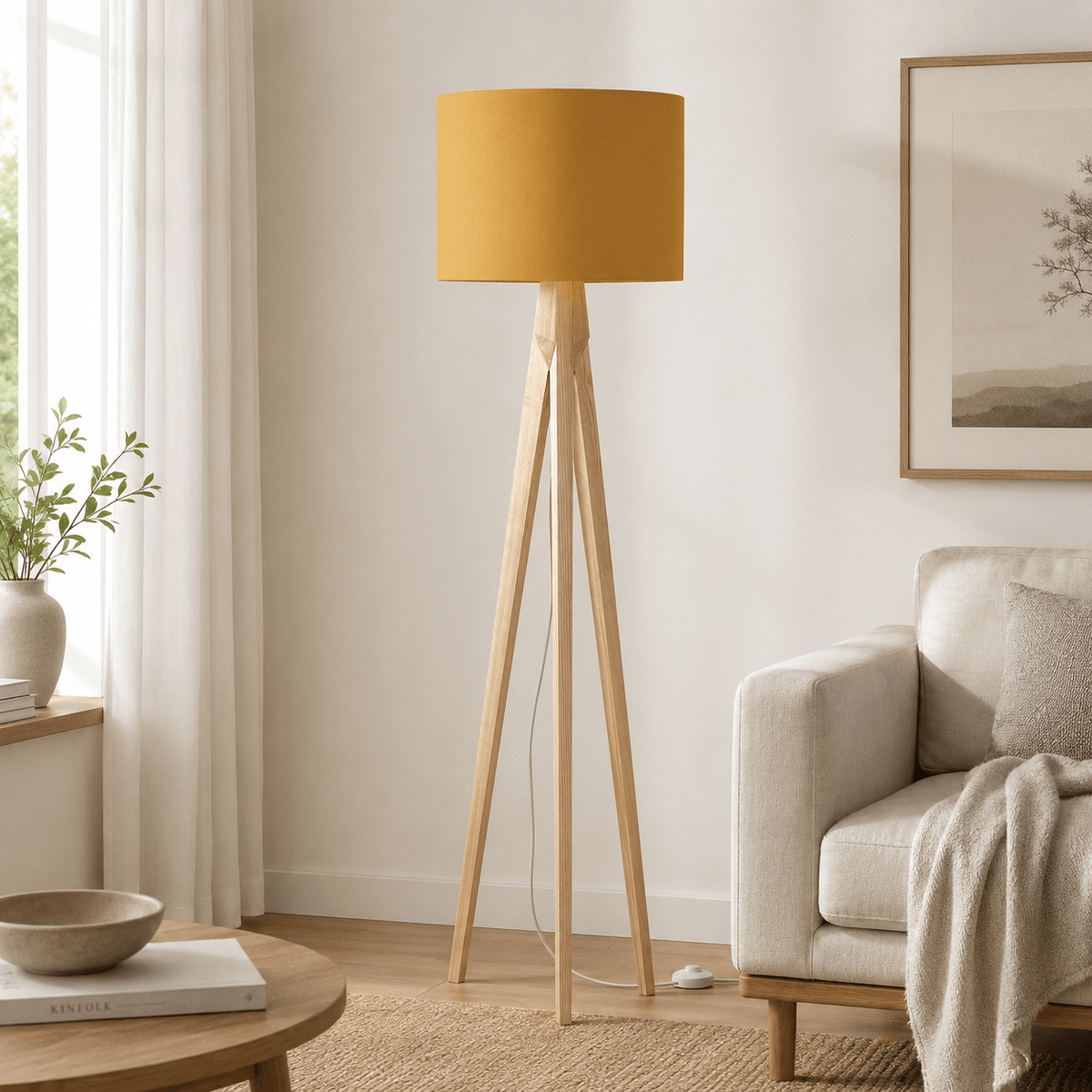 Plain Mustard Lampshade, Yellow Ceiling or Table Lamp Shade - Shadow bright