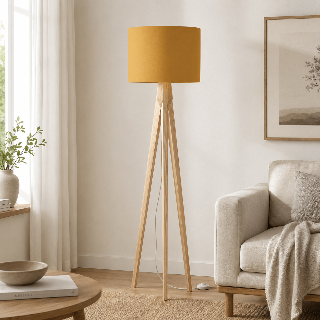 Plain Mustard Lampshade, Yellow Ceiling or Table Lamp Shade - Shadow bright