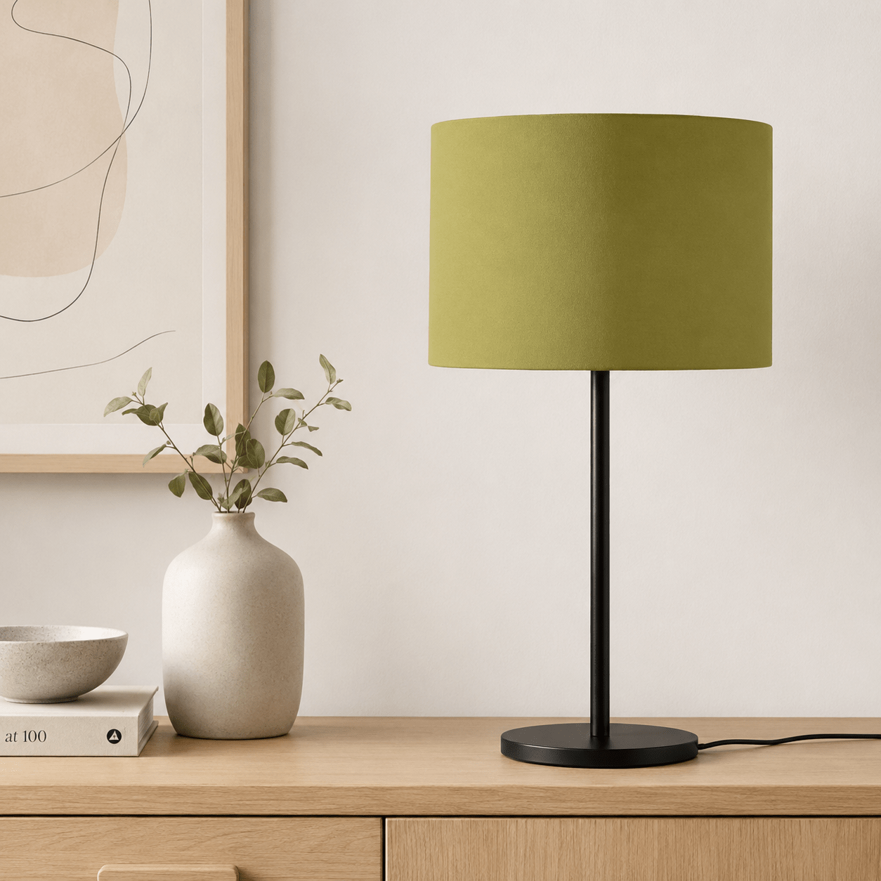 Plain Olive Green Lampshade, Ceiling or Table Lamp Shade - Shadow bright