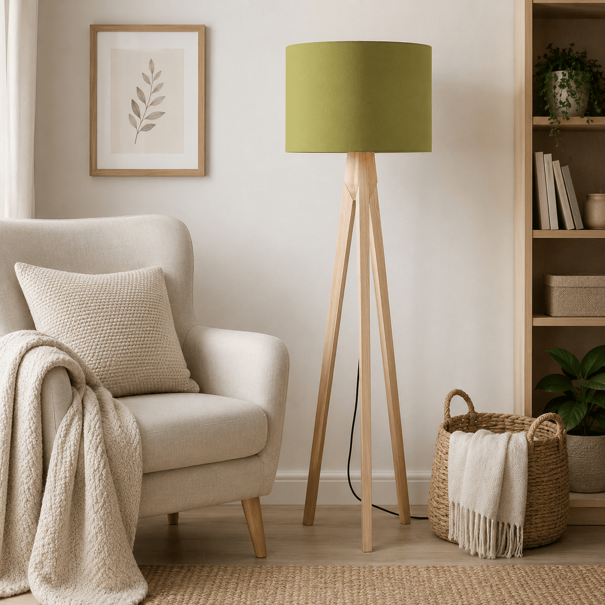 Plain Olive Green Lampshade, Ceiling or Table Lamp Shade - Shadow bright