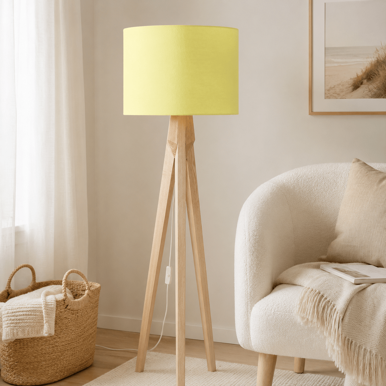 Plain Pale Lemon Lampshade, Ceiling or Table Lamp Shade - Shadow bright