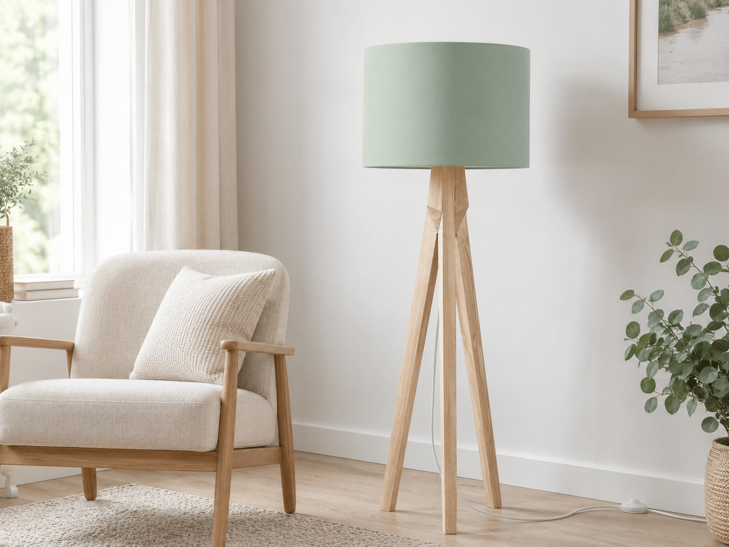 Plain Sage Green Lampshade – Handmade UK, Ceiling or Table Lamp Shade | Made to Order - Shadow bright