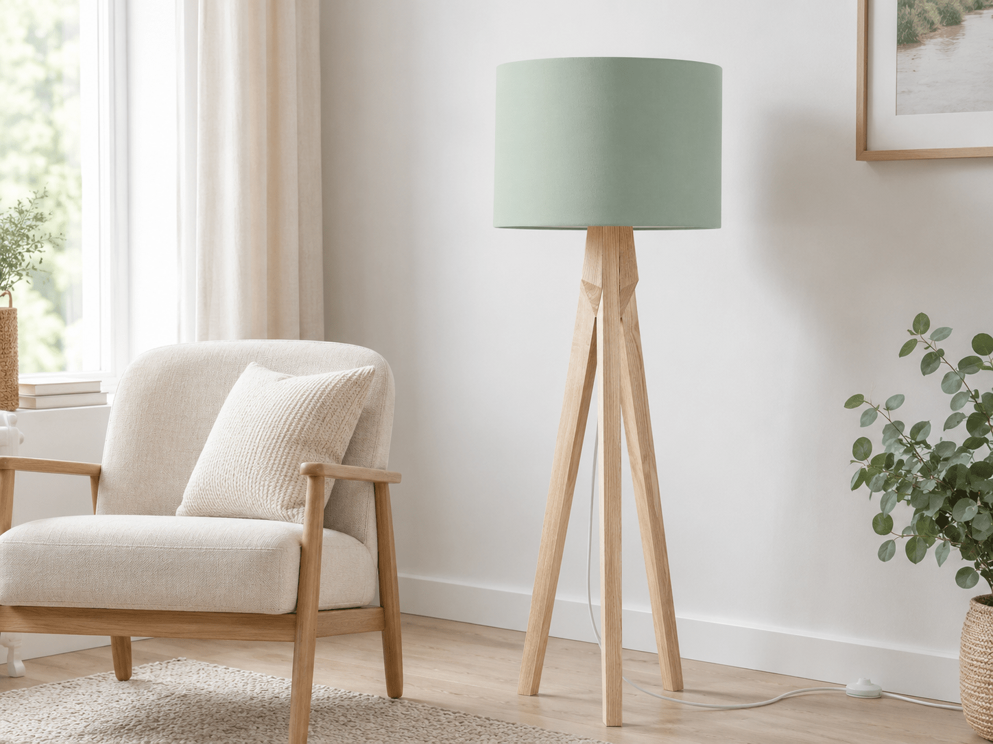 Plain Sage Green Lampshade – Handmade UK, Ceiling or Table Lamp Shade | Made to Order - Shadow bright