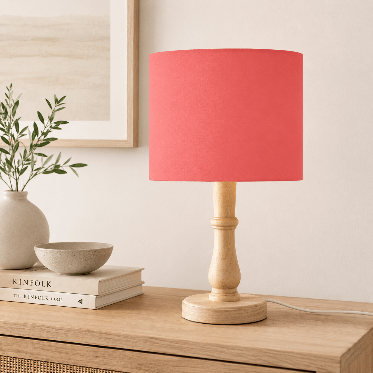 Plain Salmon Pink Lampshade, Ceiling or Table Lamp Shade - Shadow bright