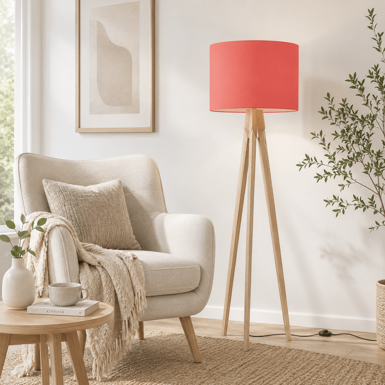 Plain Salmon Pink Lampshade, Ceiling or Table Lamp Shade - Shadow bright
