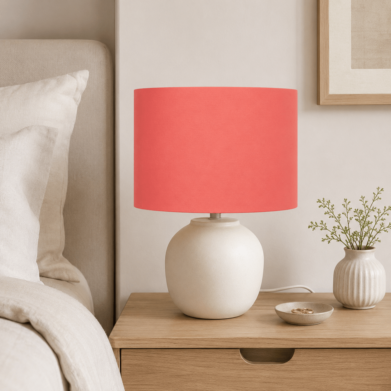 Plain Salmon Pink Lampshade, Ceiling or Table Lamp Shade - Shadow bright
