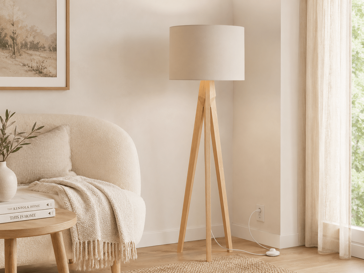Plain Warm Sand Lampshade, Beige Ceiling or Table Lamp Shade - Shadow bright