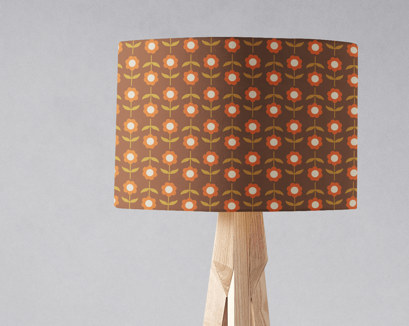Retro Brown FloralLampshade - Shadow bright